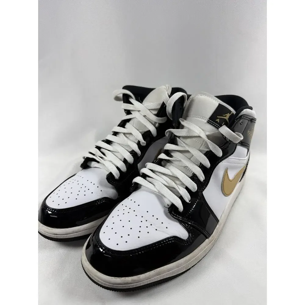 Size 9.5 - Jordan 1 Mid SE Patent Black Gold